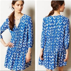 Maeve Anthropologie Royal Blue drop waist dress